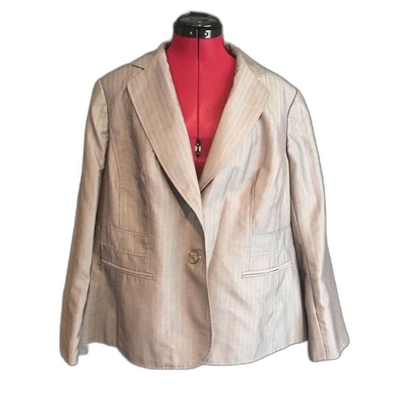 Jones New York Blazer Women’s Plus Size 16W Grey Pinstripe Long Sleeve Button - Picture 7 of 8